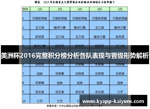 美洲杯2016完整积分榜分析各队表现与晋级形势解析